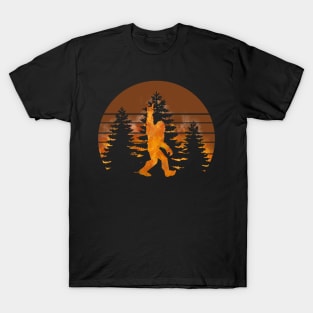 Funny Fire Bigfoot Rock Roll Party Shirt Sasquatch Believers Birthday Themed T Shirt T-Shirt